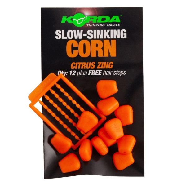 Porumb Flotant Korda Slow-Sinking Corn + Free Hair Stops, 12buc/set